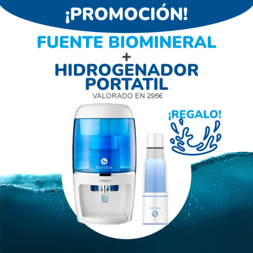 Promoción Fuente Biomineral de agua + Hidrogenador de agua portátil