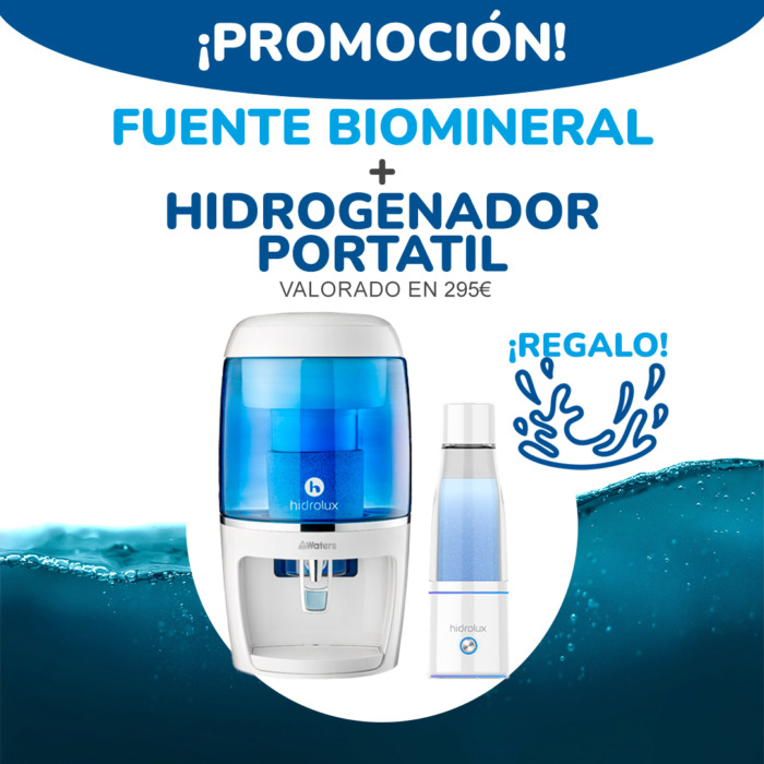 Promoción Fuente Biomineral de agua + Hidrogenador de agua portátil